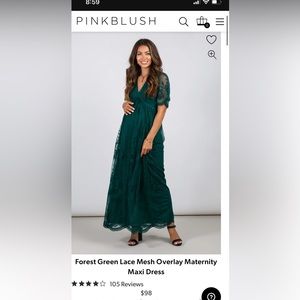 Forest Green Lace Mesh Overlay Maternity Maxi Dress - Medium